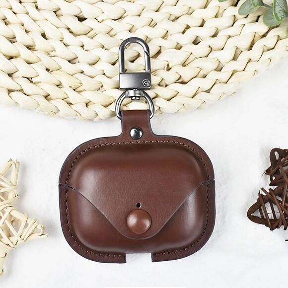 Luxury Leather Airpods Pro Case for 2 & 3. DARK BROWN - Picture 2 of 6